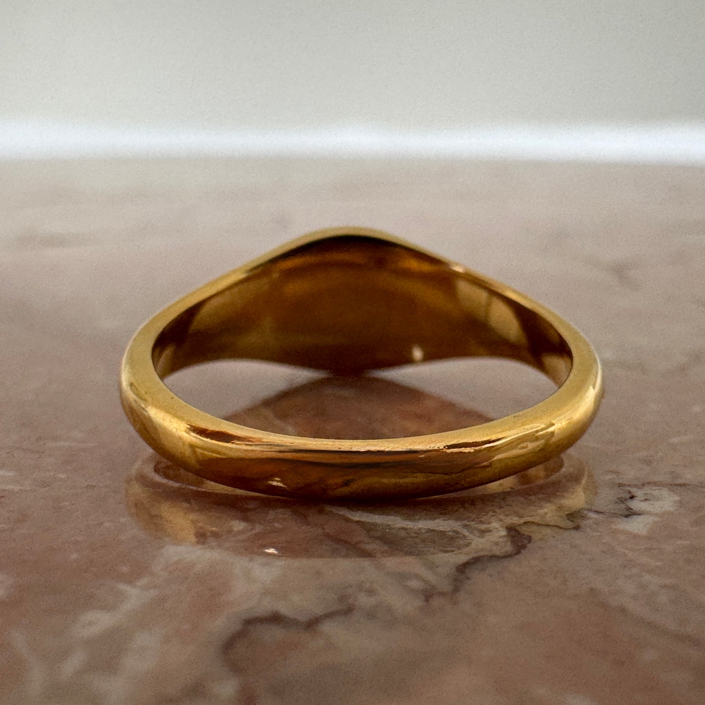 Gold Plated Eight Point Star Signet Ring back