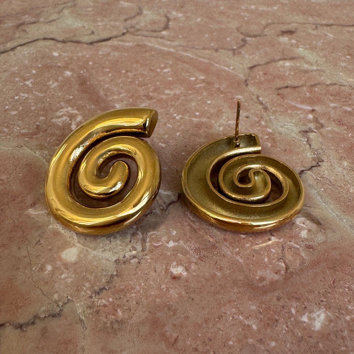 Gold Plated Spiral Stud Earrings