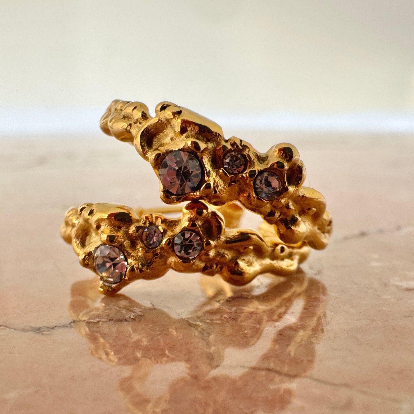 Molten Cluster Zircon C-Shape Stud Earrings