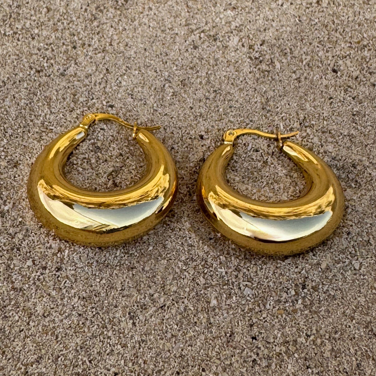 Gold Plated Chunky Teardrop Hoop Earrings