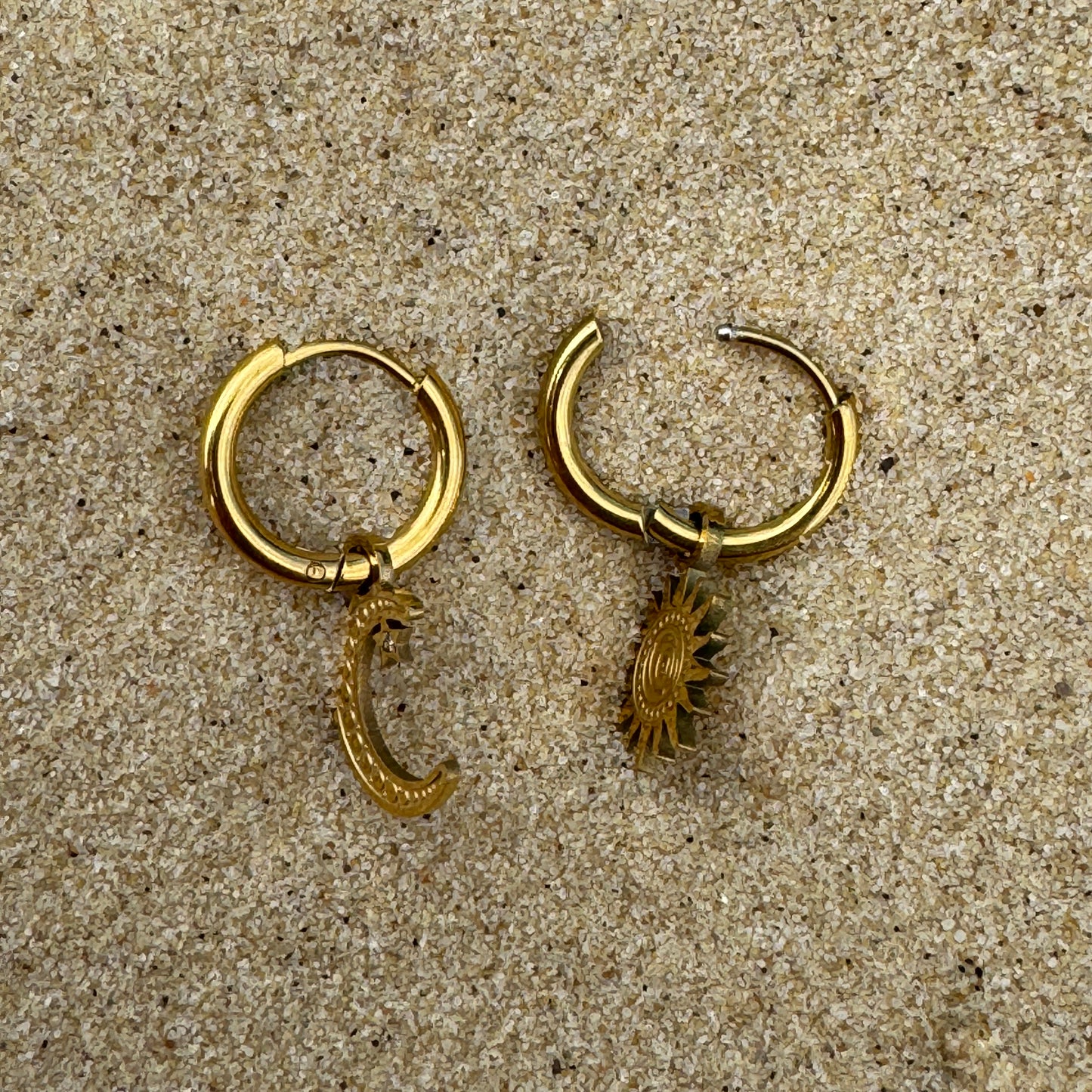 Sun and Moon Mismatched Hoop Earrings
