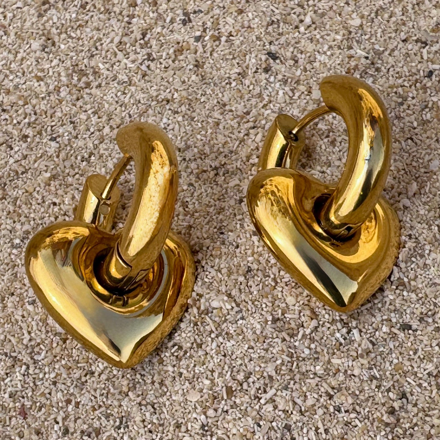 Pierced Hearts Gold Plated Earrings