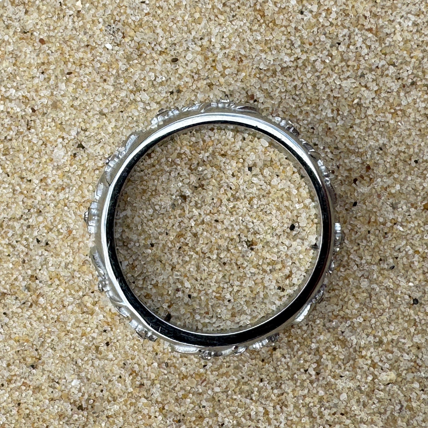 Tarot Style Hand and Sun Ring in Silver