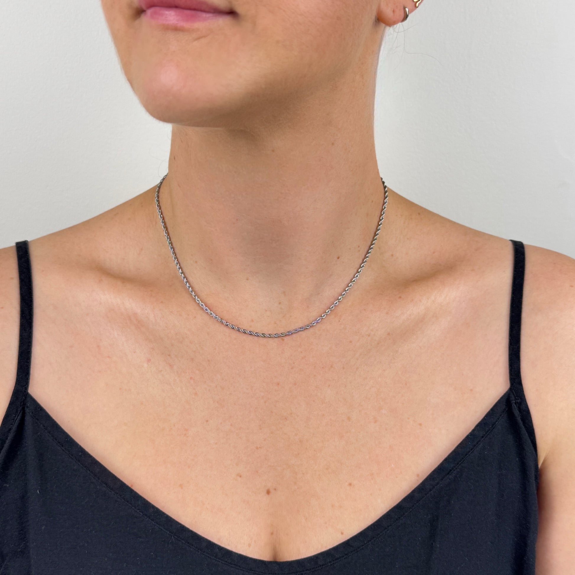 Silver Twist Chain Necklace 2mm