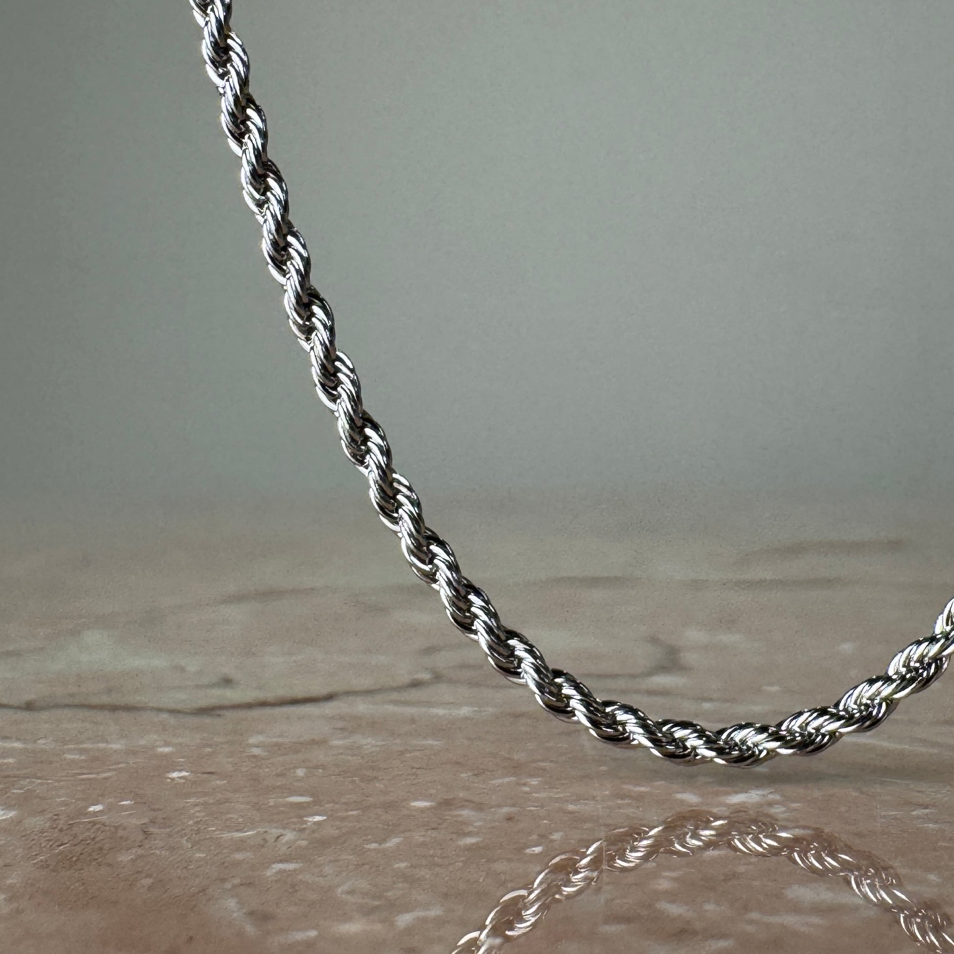 Silver Twist Chain Necklace 2mm