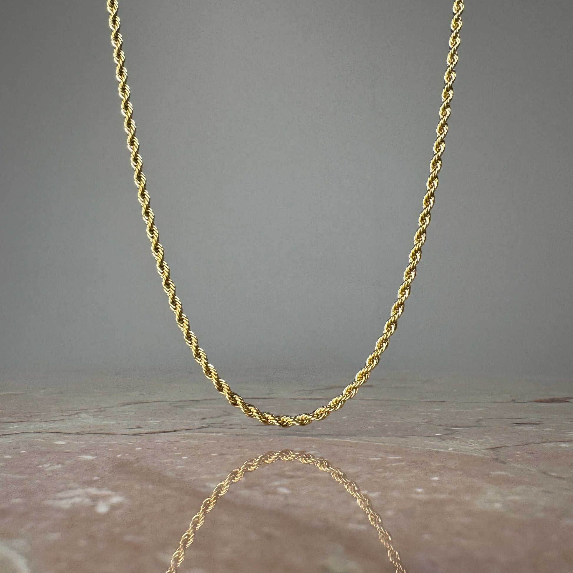 Gold Twist Chain Necklace 2mm