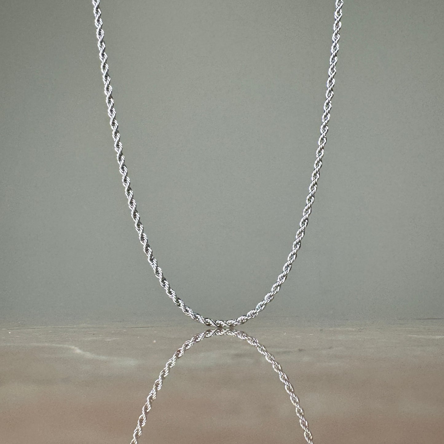 Silver Twist Chain Necklace 2mm