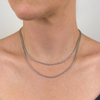 Silver Twist Chain Necklace 2mm in different lengths