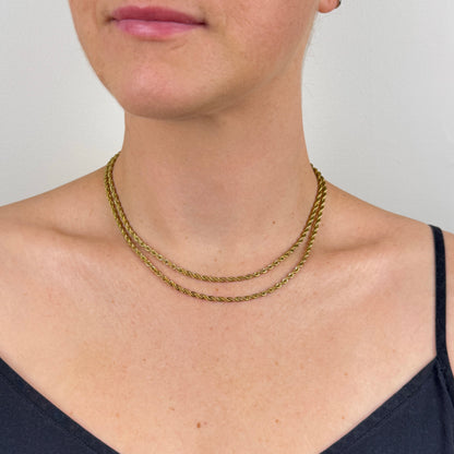 Gold Twist Chain Necklace 3mm in different lengths