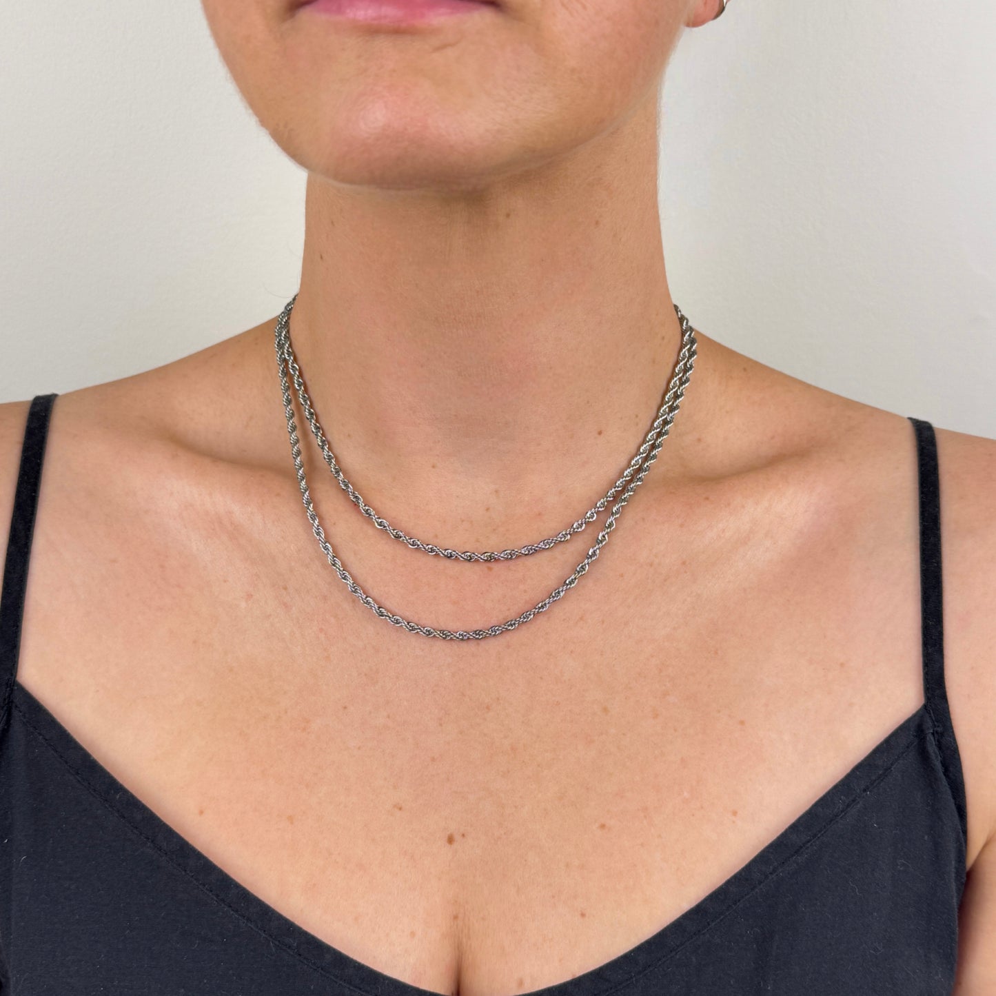 Silver Gold Twist Chain Necklace 3mm in different lengths