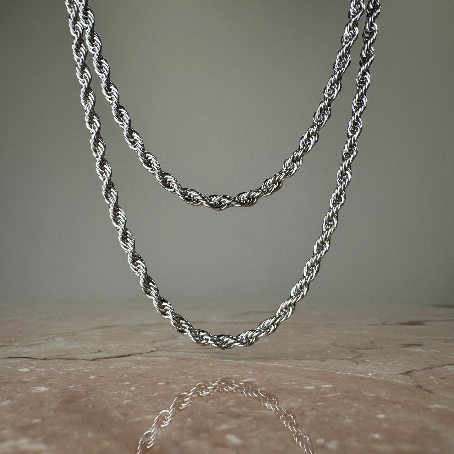 Silver Twist Chain Necklace 3mm in different lengths