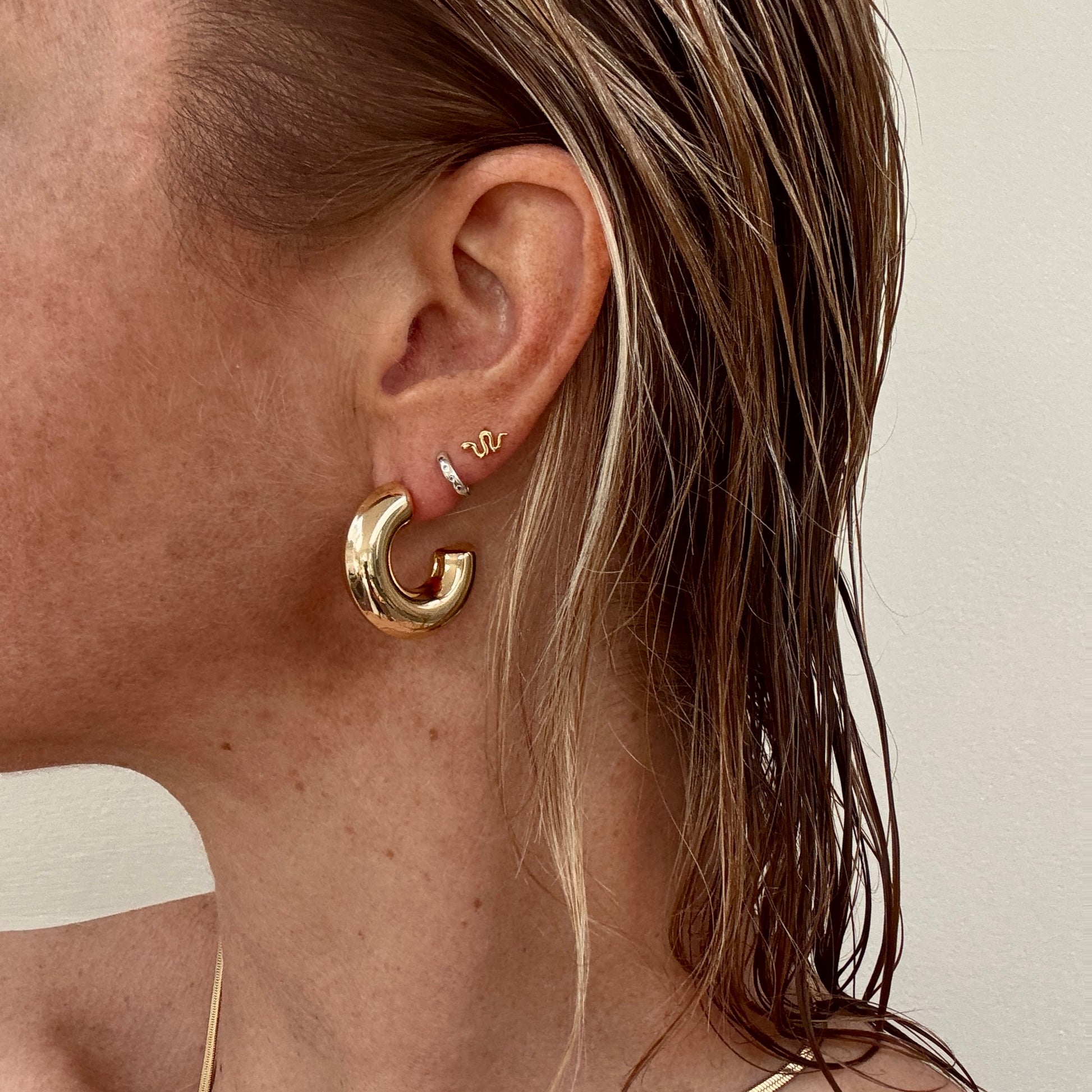 Chunky C-Shape 18k Gold Plated Earrings