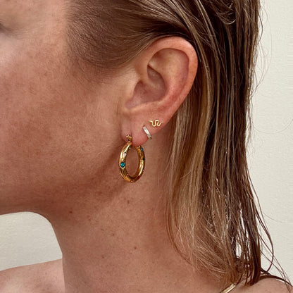 Coloured Gem 18k Gold Plated Hoop Earrings