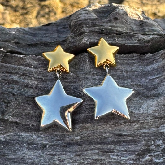 Double Star Gold and Silver Danglies