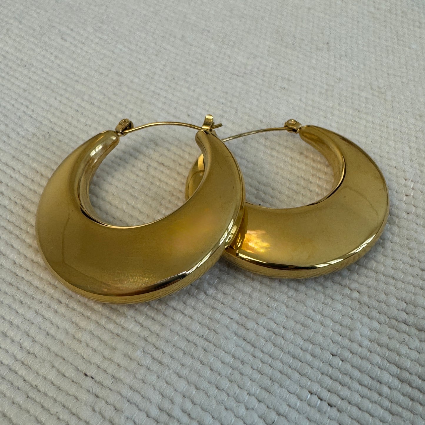 Gold Plated Chunky Tapered Hoop Earrings