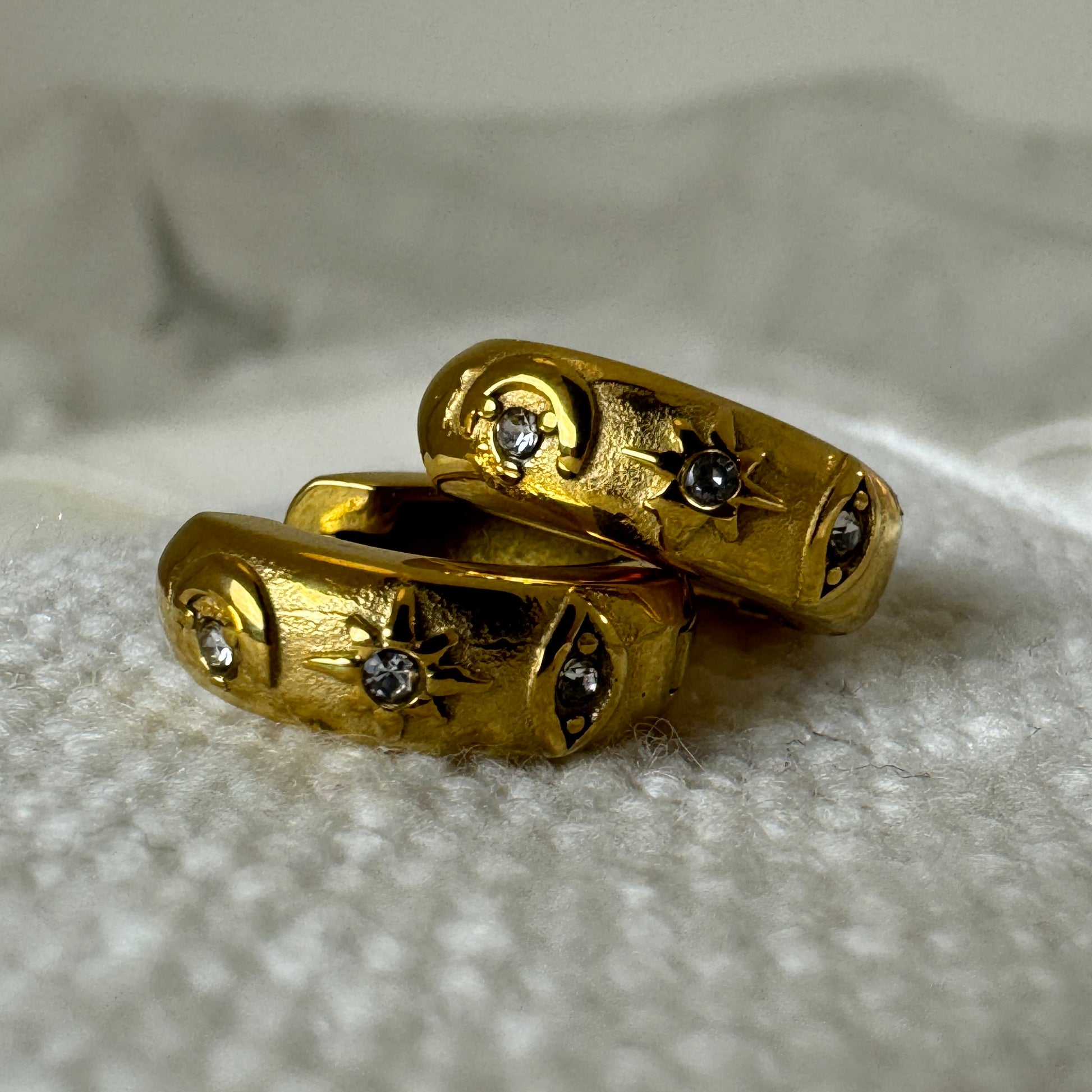 Gold Plated Evil Eye Chunky Huggies from Jessica Rose jewellery