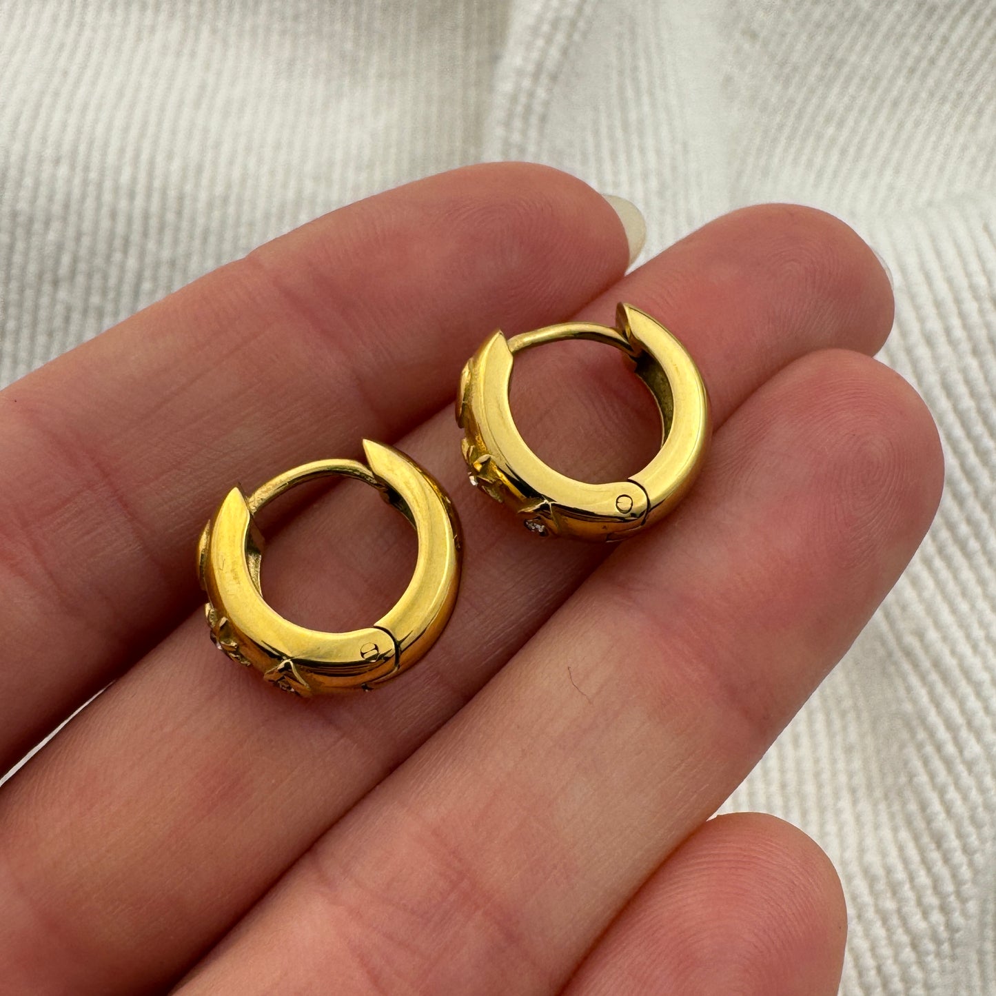 Gold Plated Evil Eye Chunky Huggies