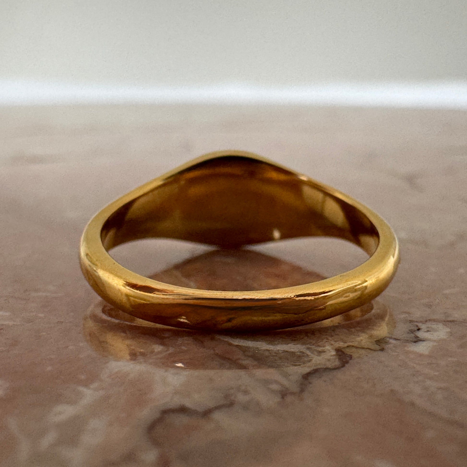 Gold Plated Eight Point Star Signet Ring back