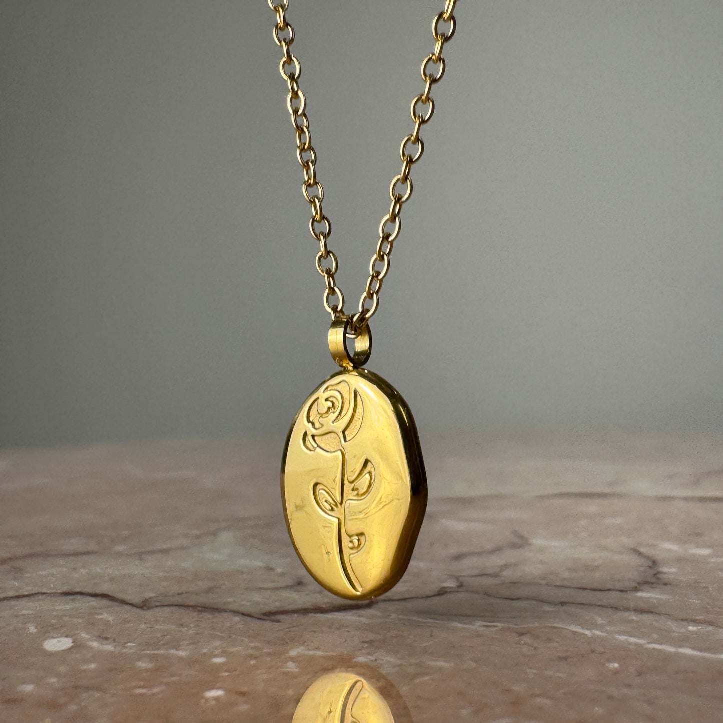 Rose Pendant Necklace in Gold or Silver