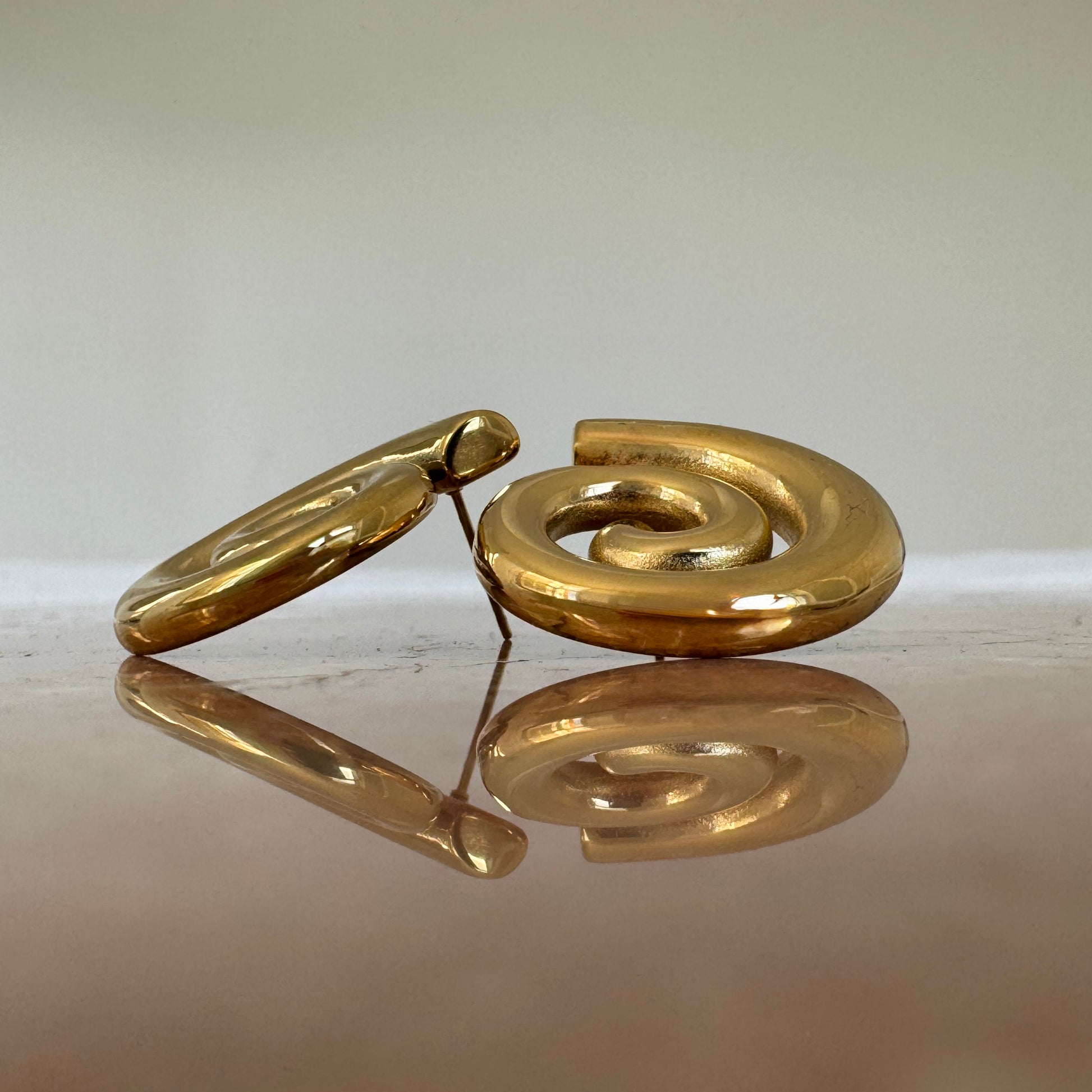 Gold Plated Spiral Stud Earrings