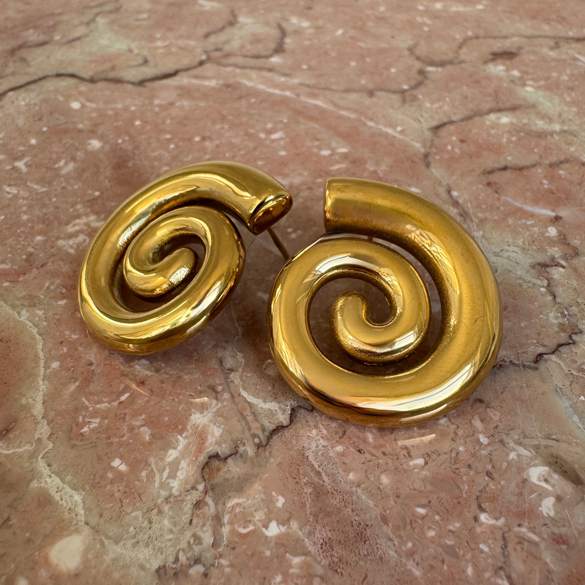 Gold Plated Spiral Stud Earrings
