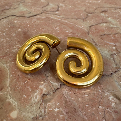 Gold Plated Spiral Stud Earrings