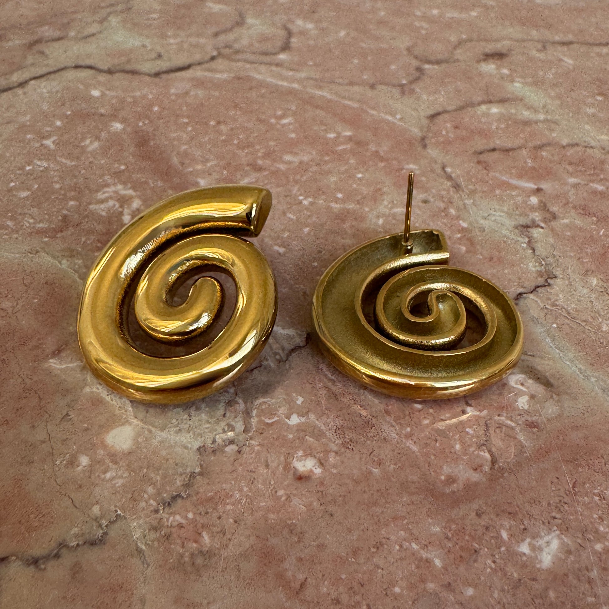 Gold Plated Spiral Stud Earrings