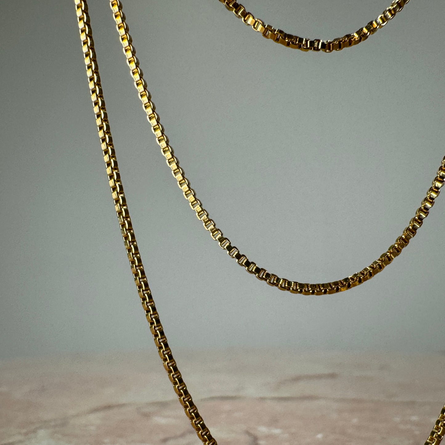 Three Strand Box Chain Necklace in gold