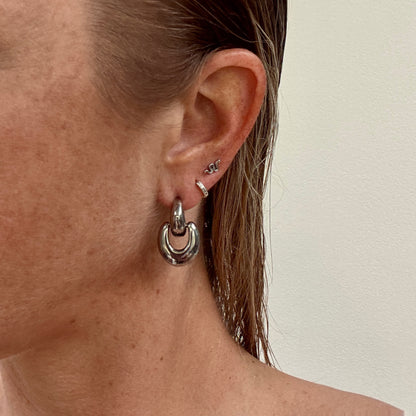 Silver double horseshoe stud earrings from Jessica Rose jewellery