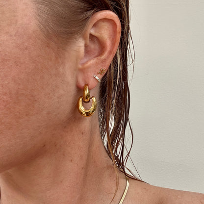 Gold plated double horseshoe stud earrings from Jessica Rose jewellery