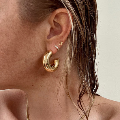 Large Chunky C-Shape 18k Gold Plated Earrings