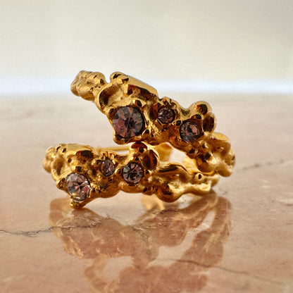 Molten Cluster Zircon C-Shape Stud Earrings