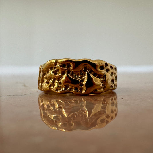 Gold Plated Thick Molten Irregular Ring