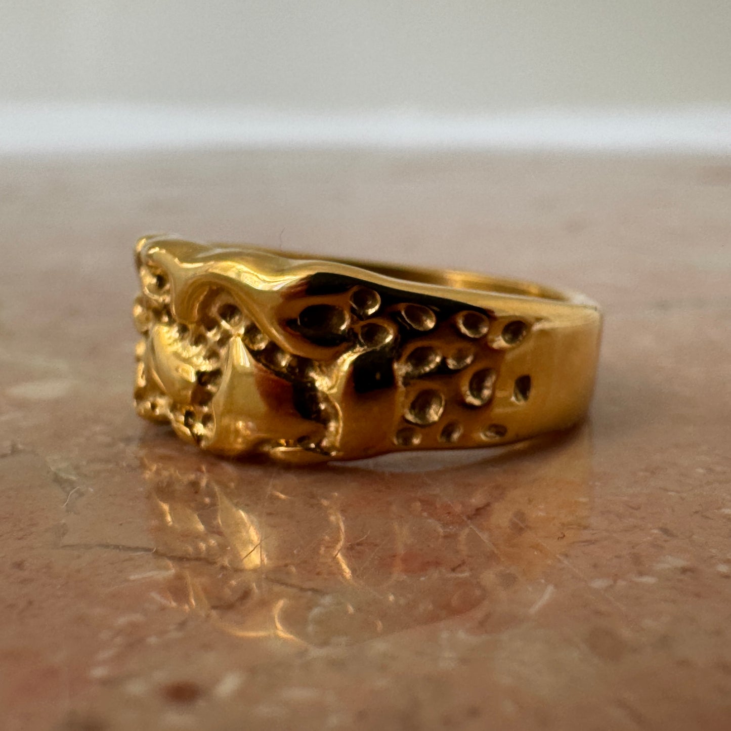 Gold Plated Thick Molten Irregular Ring