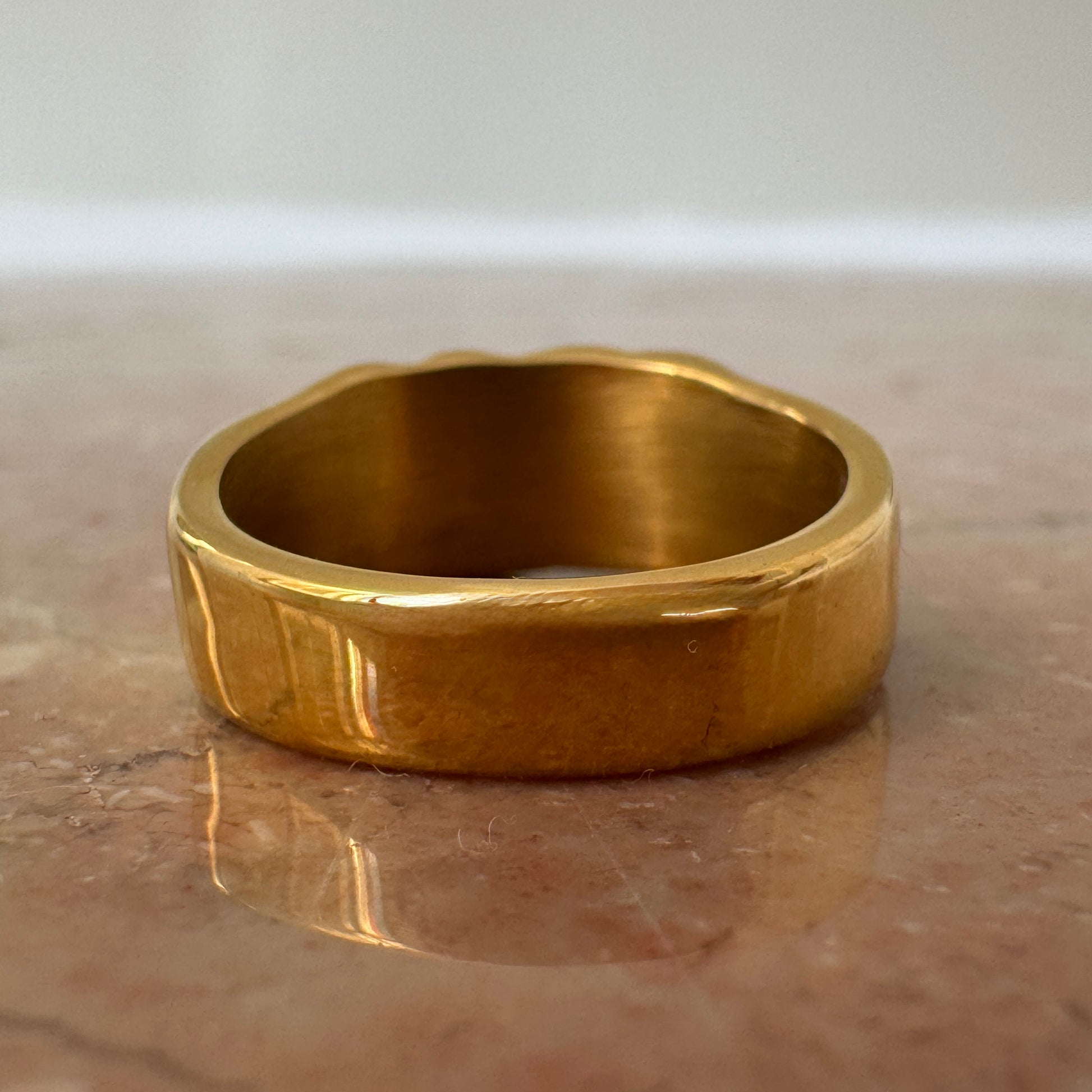 Gold Plated Thick Molten Irregular Ring Back