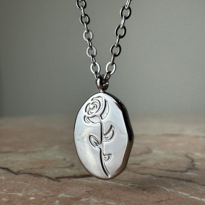 Rose Pendant Necklace in Gold or Silver