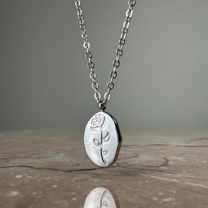 Rose Pendant Necklace in Gold or Silver