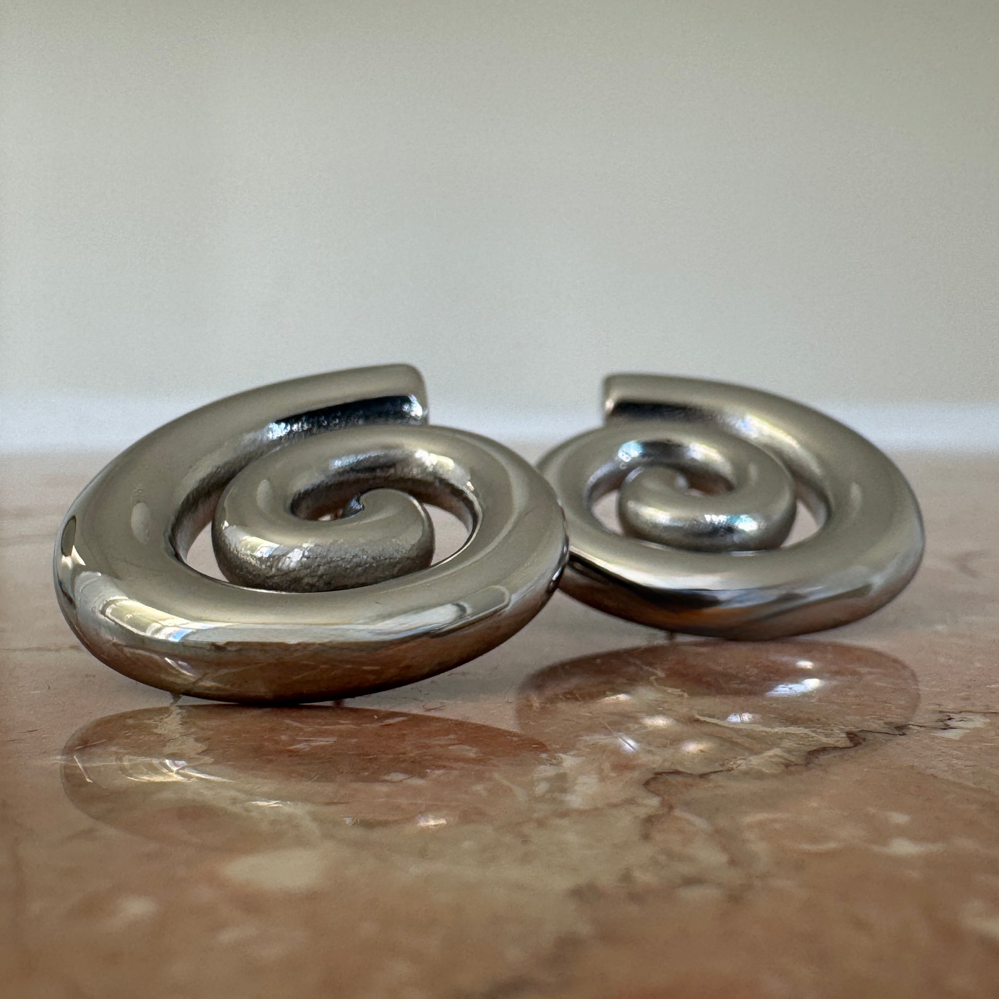 Silver Spiral Stud Earrings