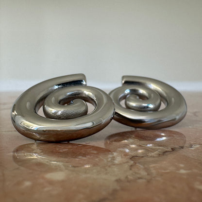 Silver Spiral Stud Earrings