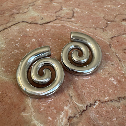 Silver Spiral Stud Earrings