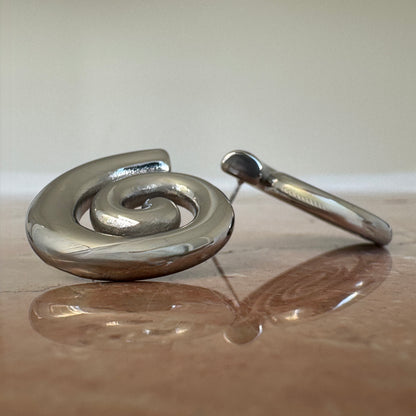 Silver Spiral Stud Earrings
