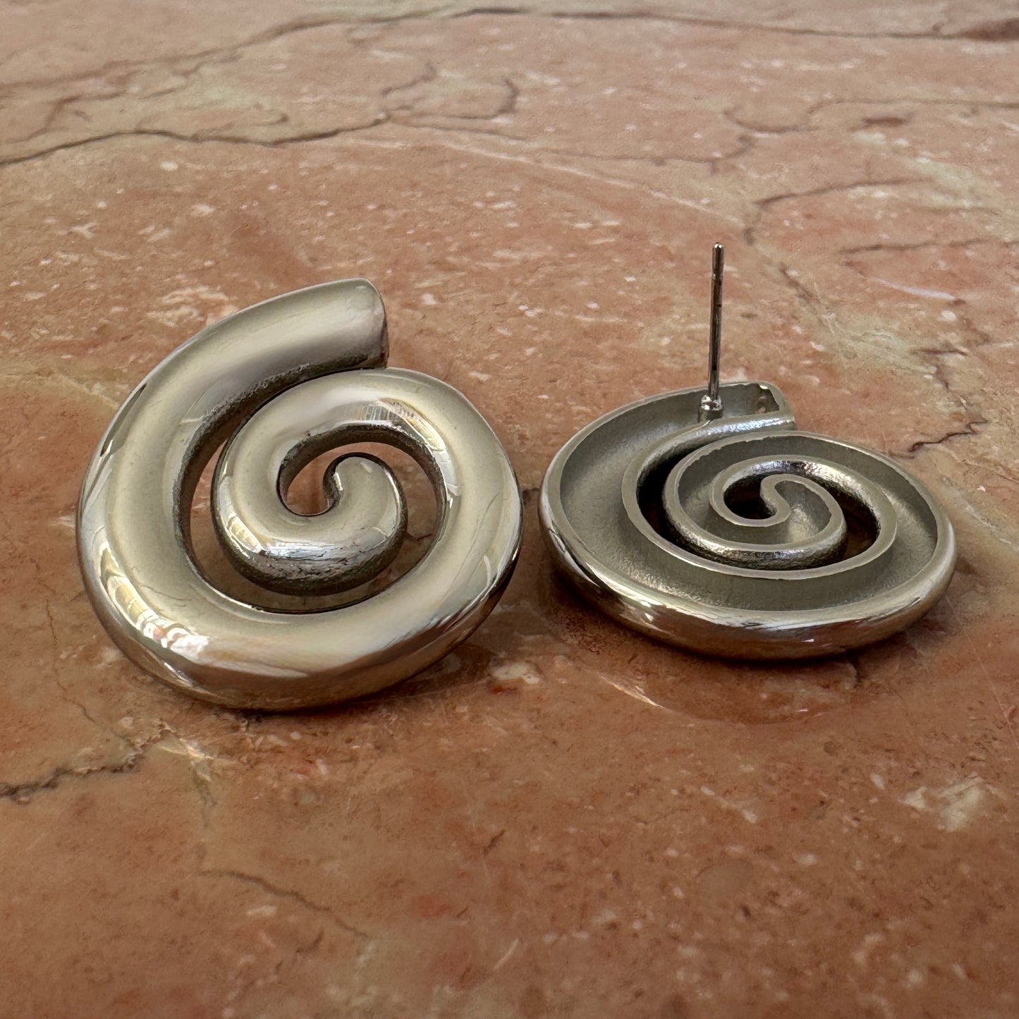 Silver Spiral Stud Earrings