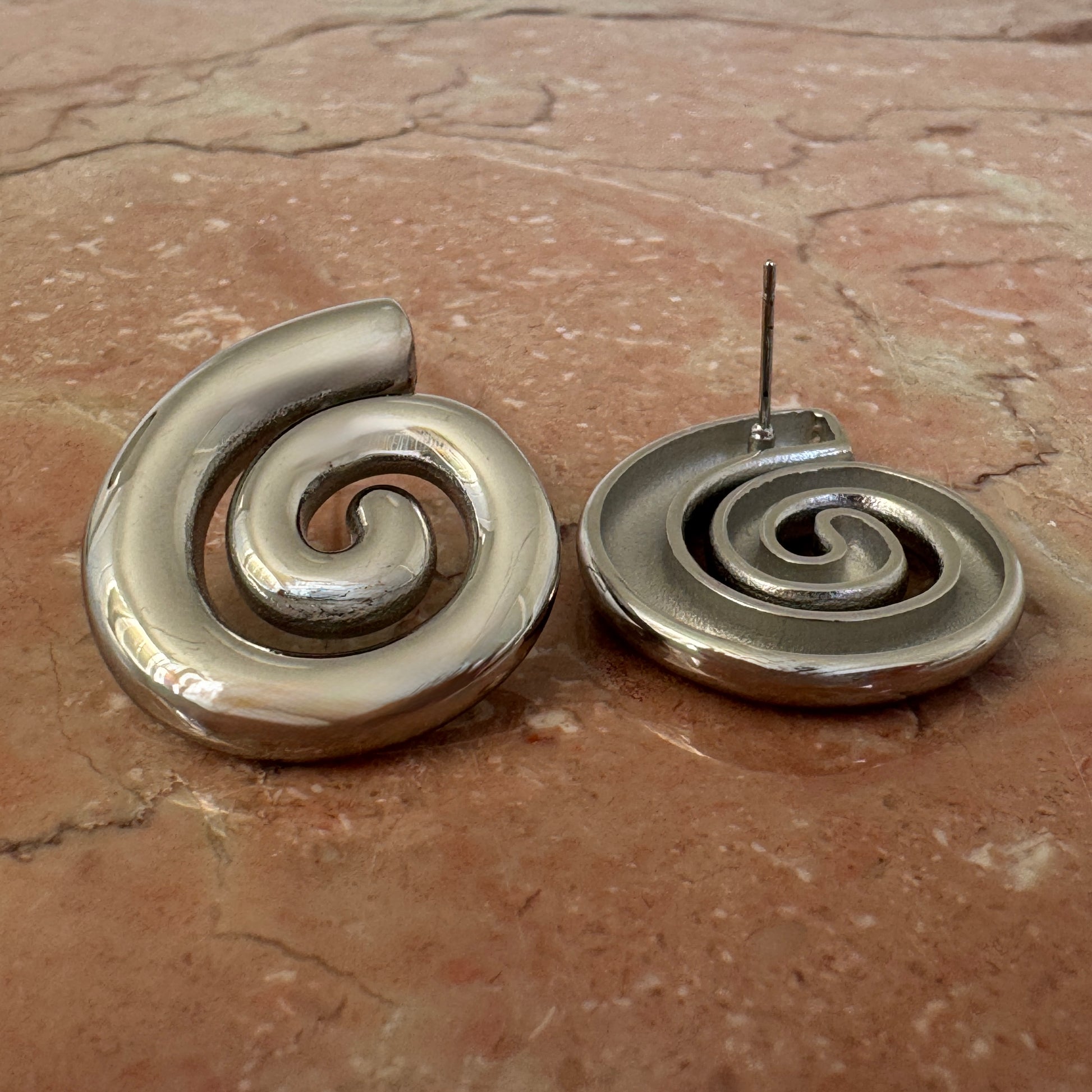 Silver Spiral Stud Earrings