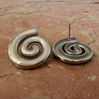 Silver Spiral Stud Earrings