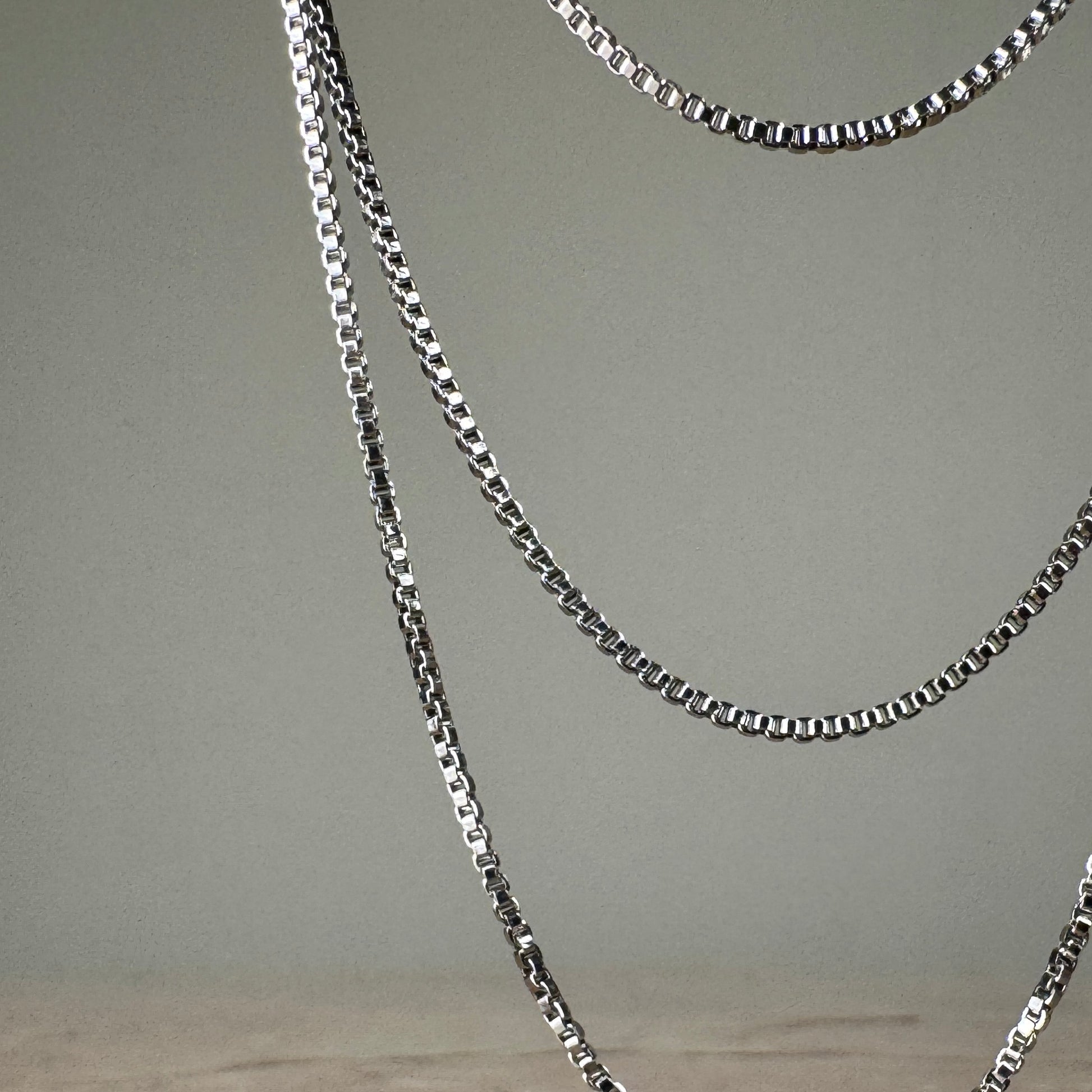 Three Strand Box Chain Necklace in Silver