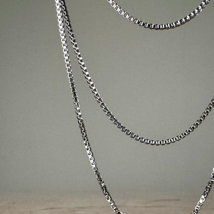 Three Strand Box Chain Necklace in Silver