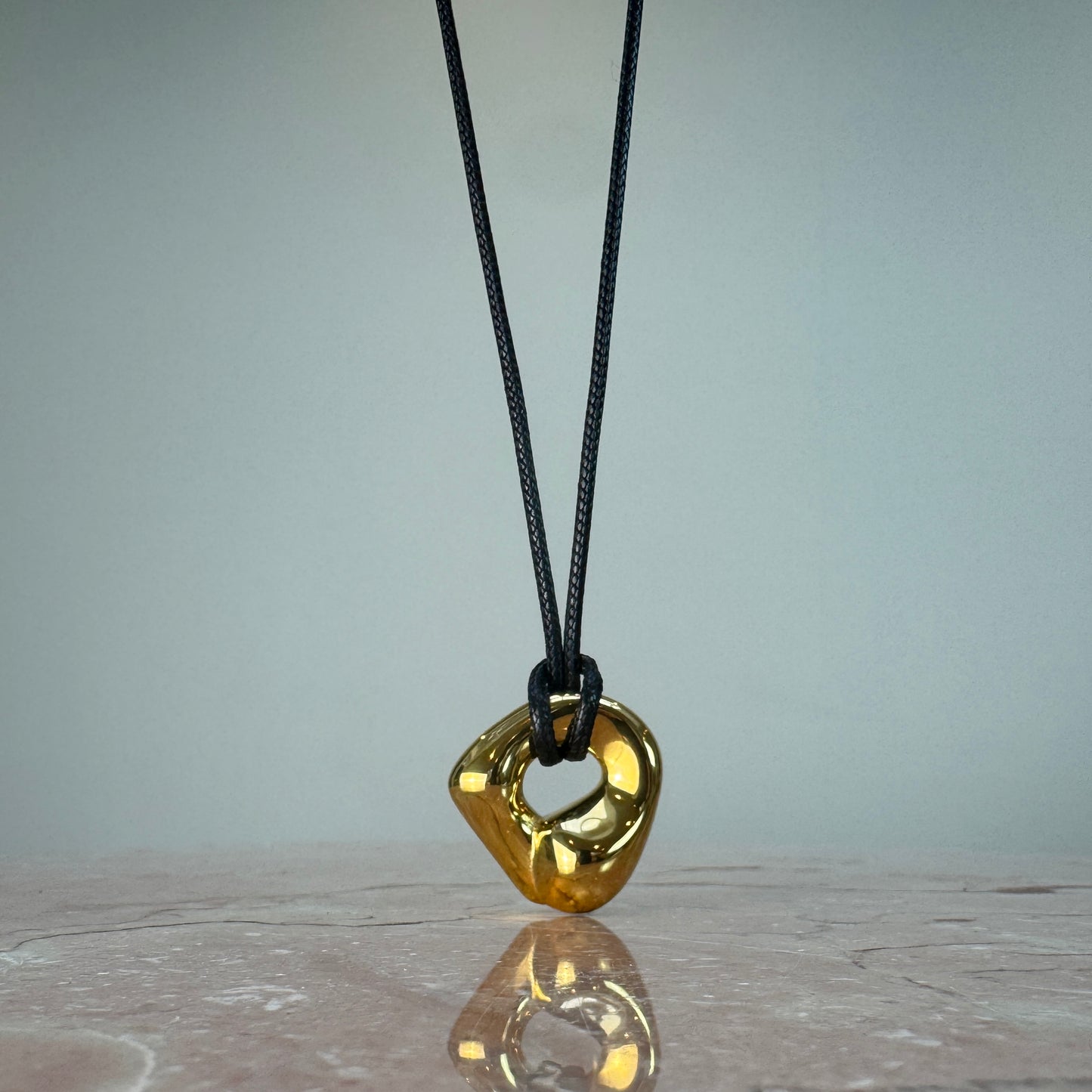 Adjustable Black Cord Molten Nugget Pendant