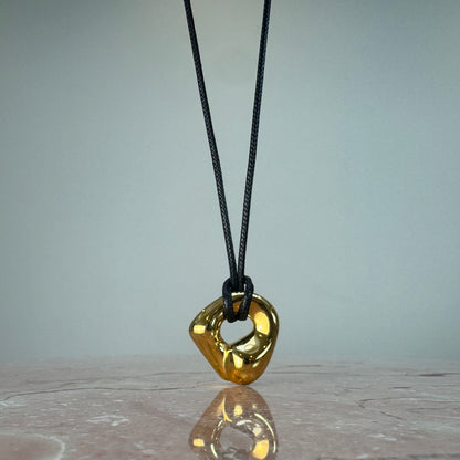 Adjustable Black Cord Molten Nugget Pendant