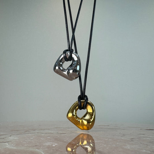 Adjustable Black Cord Molten Nugget Pendant