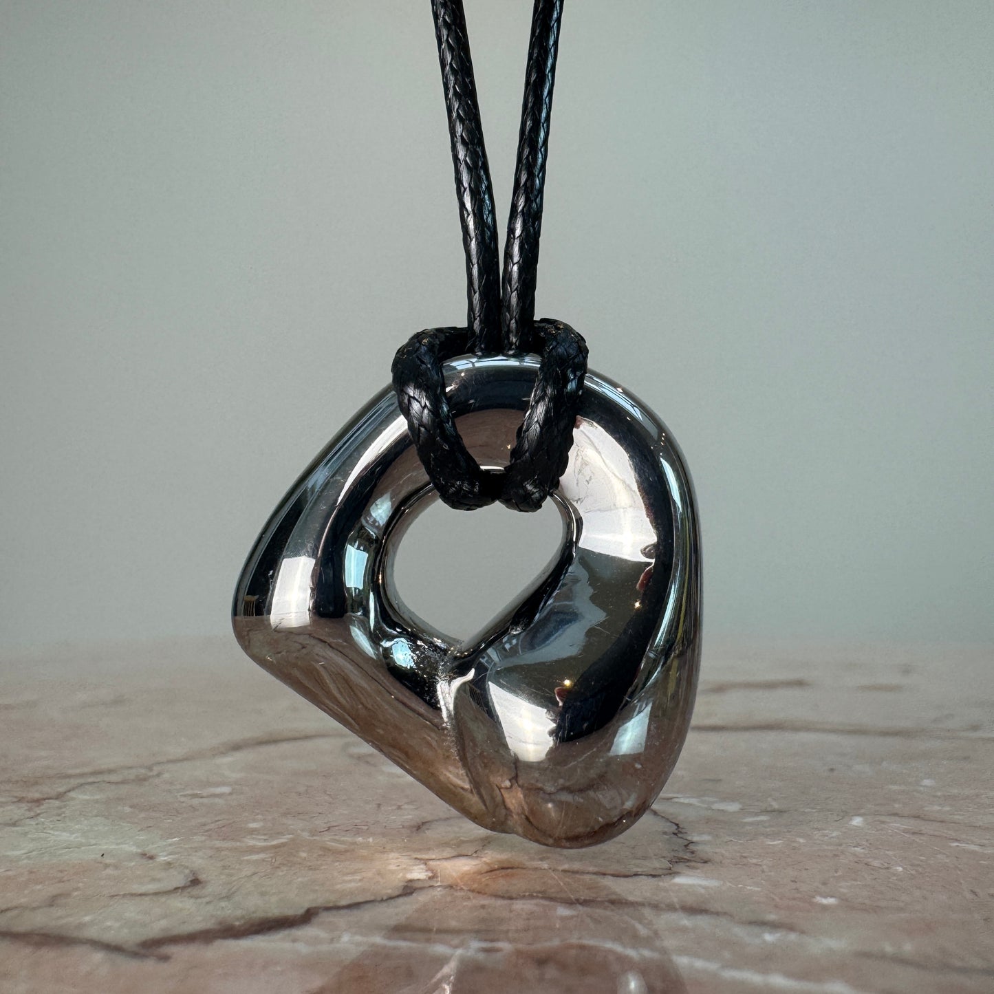 Adjustable Black Cord Molten Nugget Pendant